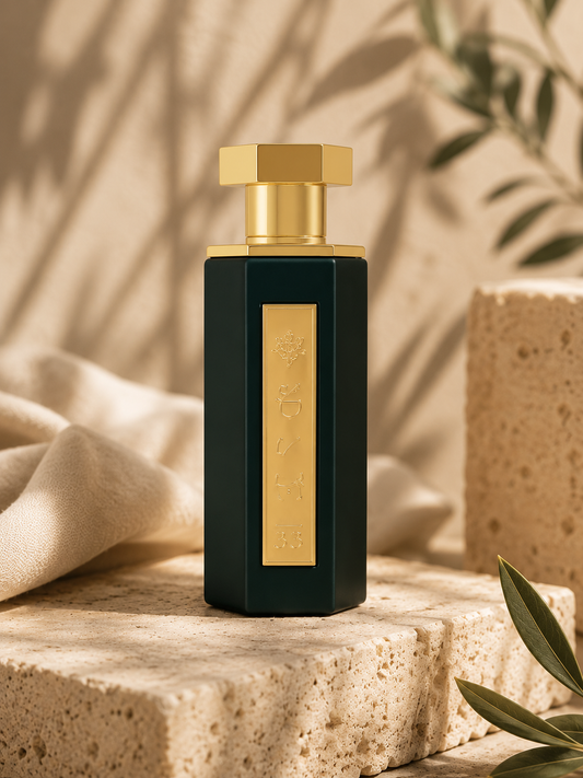Reef Obaiah Eau de Parfum 100ml — dark green hexagonal bottle with gold Arabic script